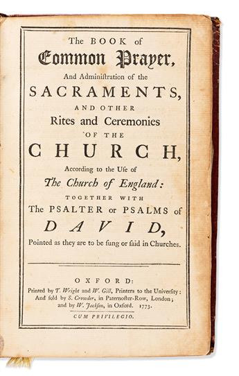 (AMERICAN REVOLUTION.) The Book of Common Prayer . . . of the Church of England,